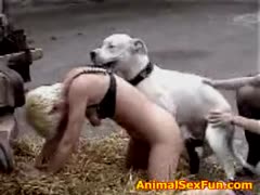 Two white dilettantes having sex with a dog